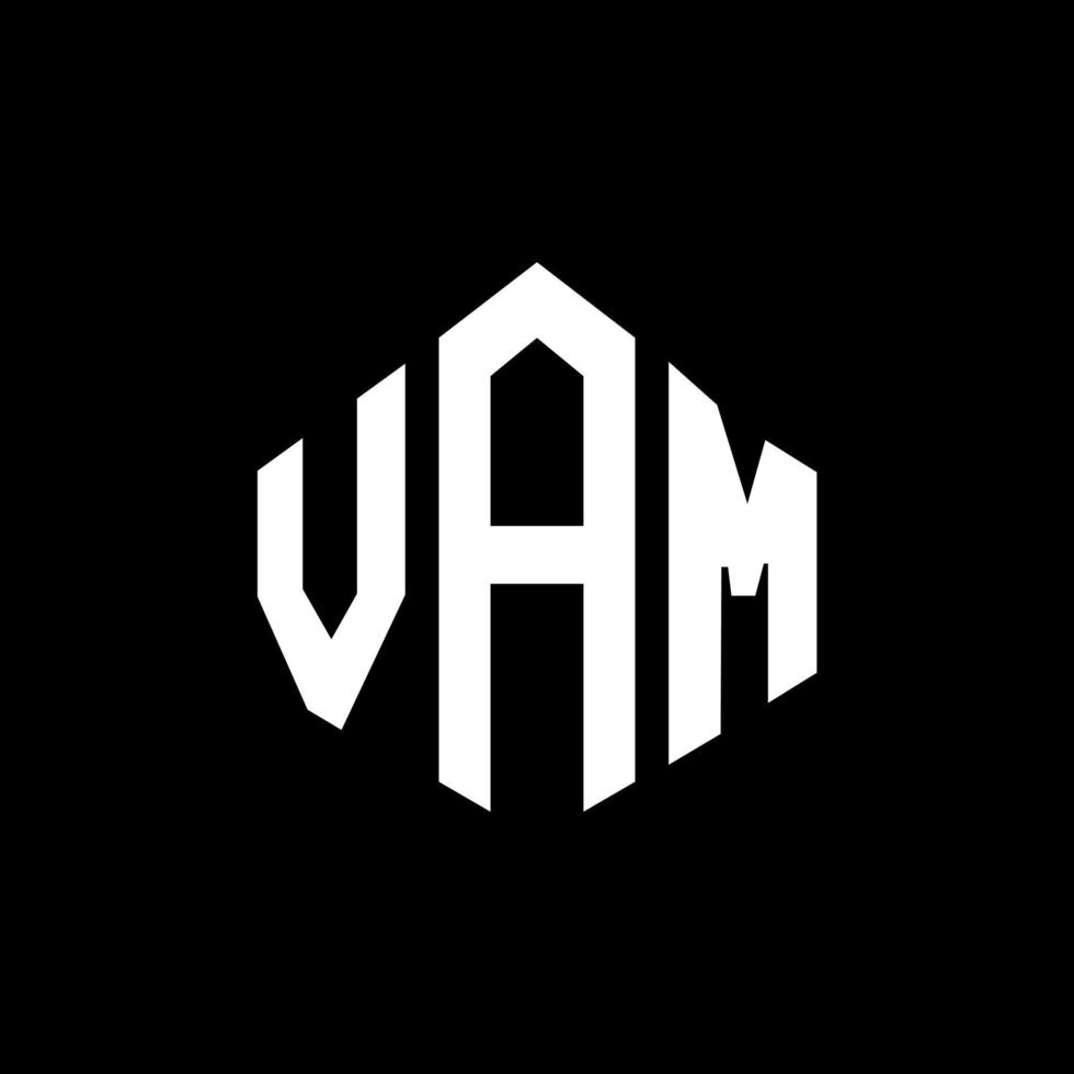 VAM letter logo design with polygon shape. VAM polygon and cube shape logo design. VAM hexagon vector logo template white and black colors. VAM monogram, business and real estate logo.