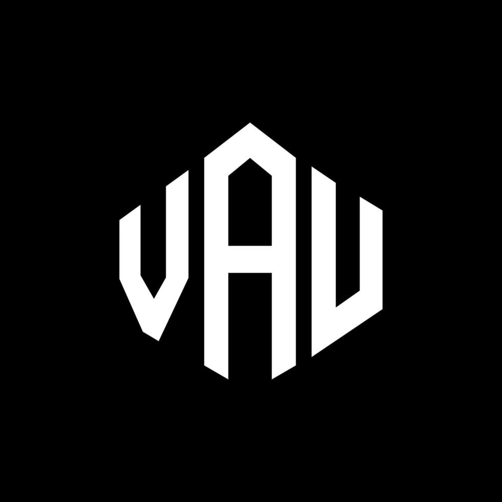 VAU letter logo design with polygon shape. VAU polygon and cube shape logo design. VAU hexagon vector logo template white and black colors. VAU monogram, business and real estate logo.
