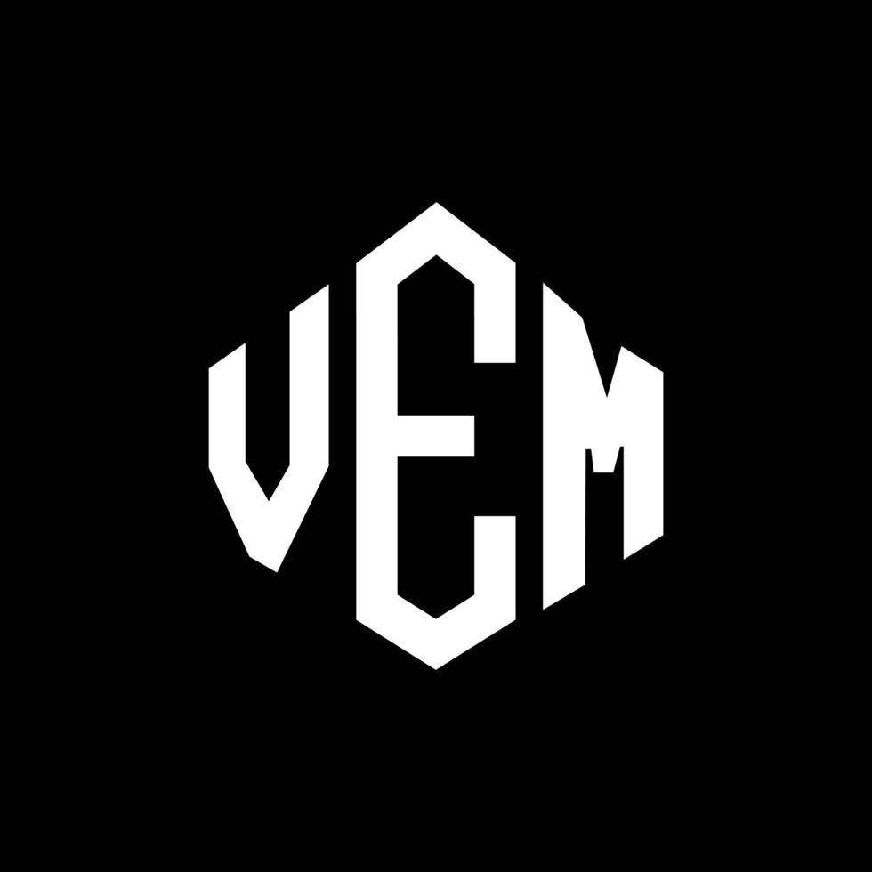 VEM letter logo design with polygon shape. VEM polygon and cube shape logo design. VEM hexagon vector logo template white and black colors. VEM monogram, business and real estate logo.