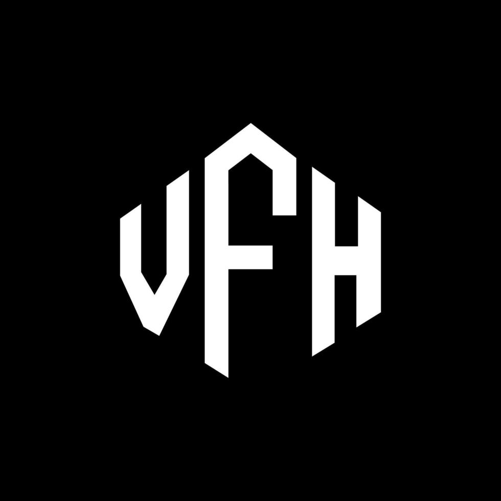 VFH letter logo design with polygon shape. VFH polygon and cube shape logo design. VFH hexagon vector logo template white and black colors. VFH monogram, business and real estate logo.