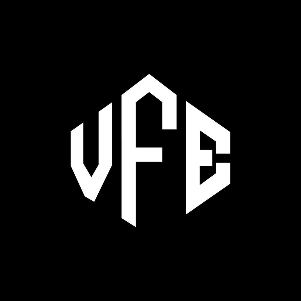 VFE letter logo design with polygon shape. VFE polygon and cube shape logo design. VFE hexagon vector logo template white and black colors. VFE monogram, business and real estate logo.