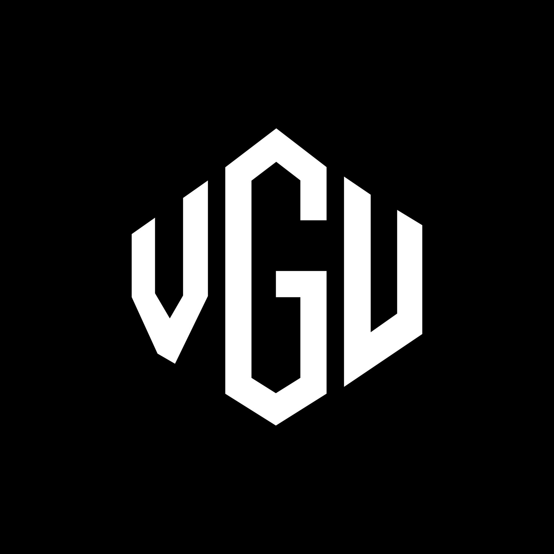VGU letter logo design with polygon shape. VGU polygon and cube shape logo design. VGU hexagon