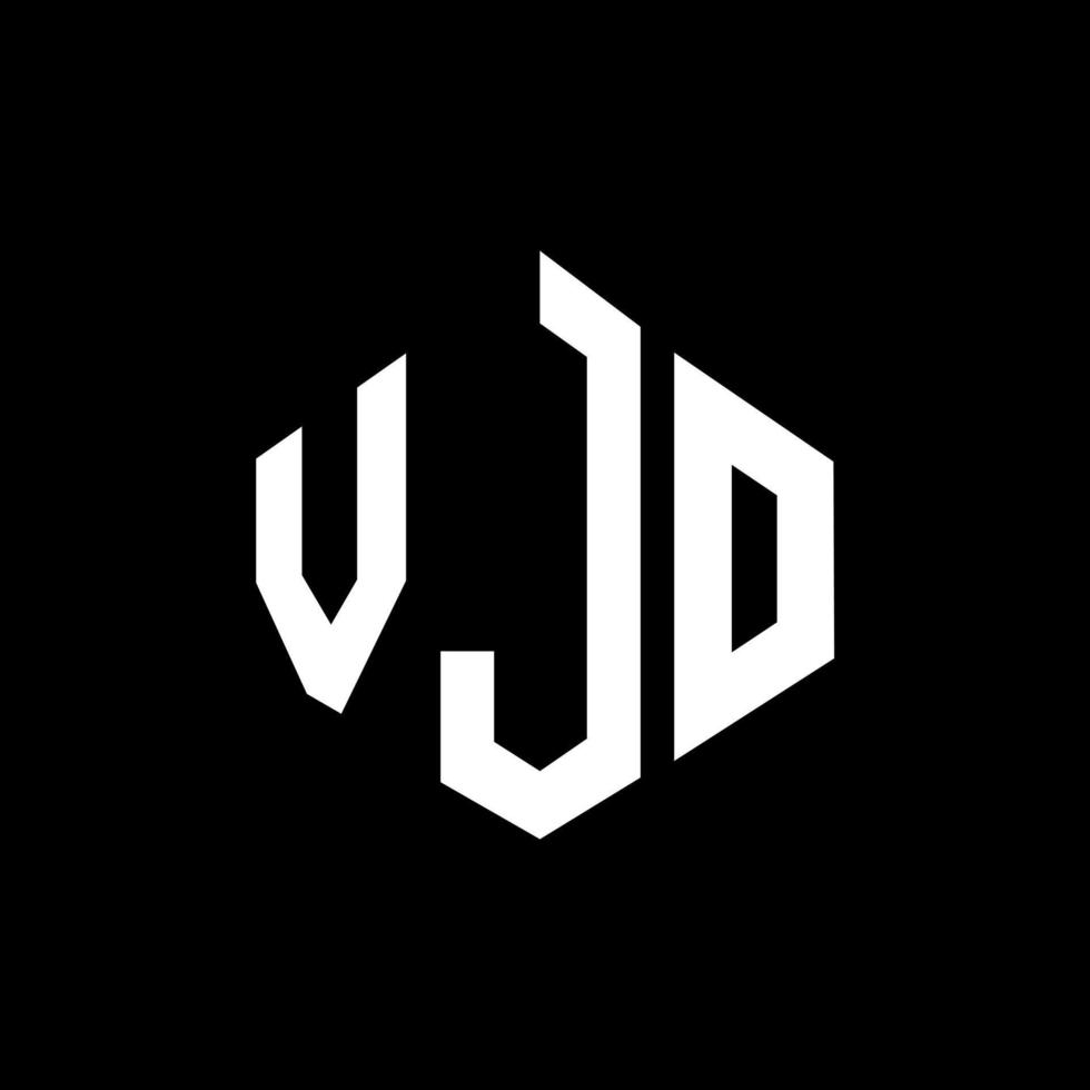 VJO letter logo design with polygon shape. VJO polygon and cube shape logo design. VJO hexagon vector logo template white and black colors. VJO monogram, business and real estate logo.