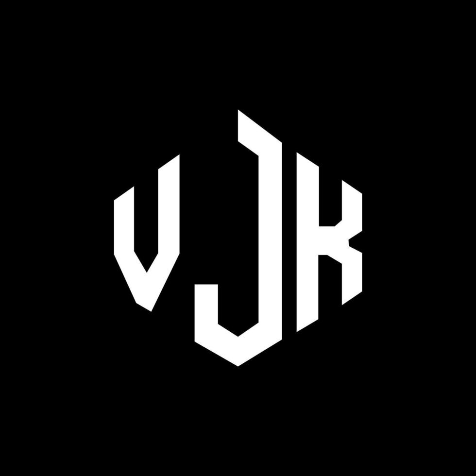 VJK letter logo design with polygon shape. VJK polygon and cube shape logo design. VJK hexagon vector logo template white and black colors. VJK monogram, business and real estate logo.
