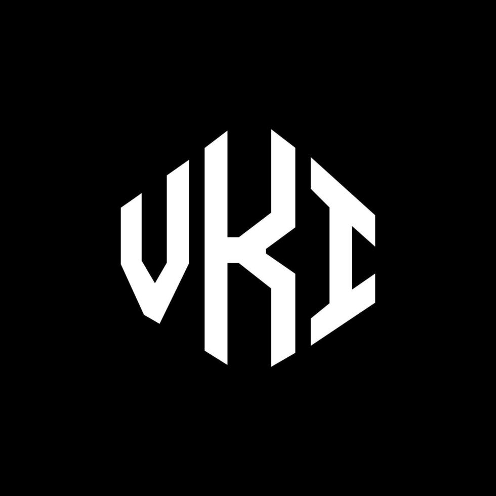 VKI letter logo design with polygon shape. VKI polygon and cube shape logo design. VKI hexagon vector logo template white and black colors. VKI monogram, business and real estate logo.