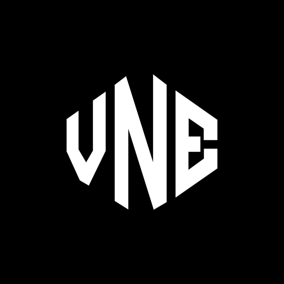 VNE letter logo design with polygon shape. VNE polygon and cube shape logo design. VNE hexagon vector logo template white and black colors. VNE monogram, business and real estate logo.