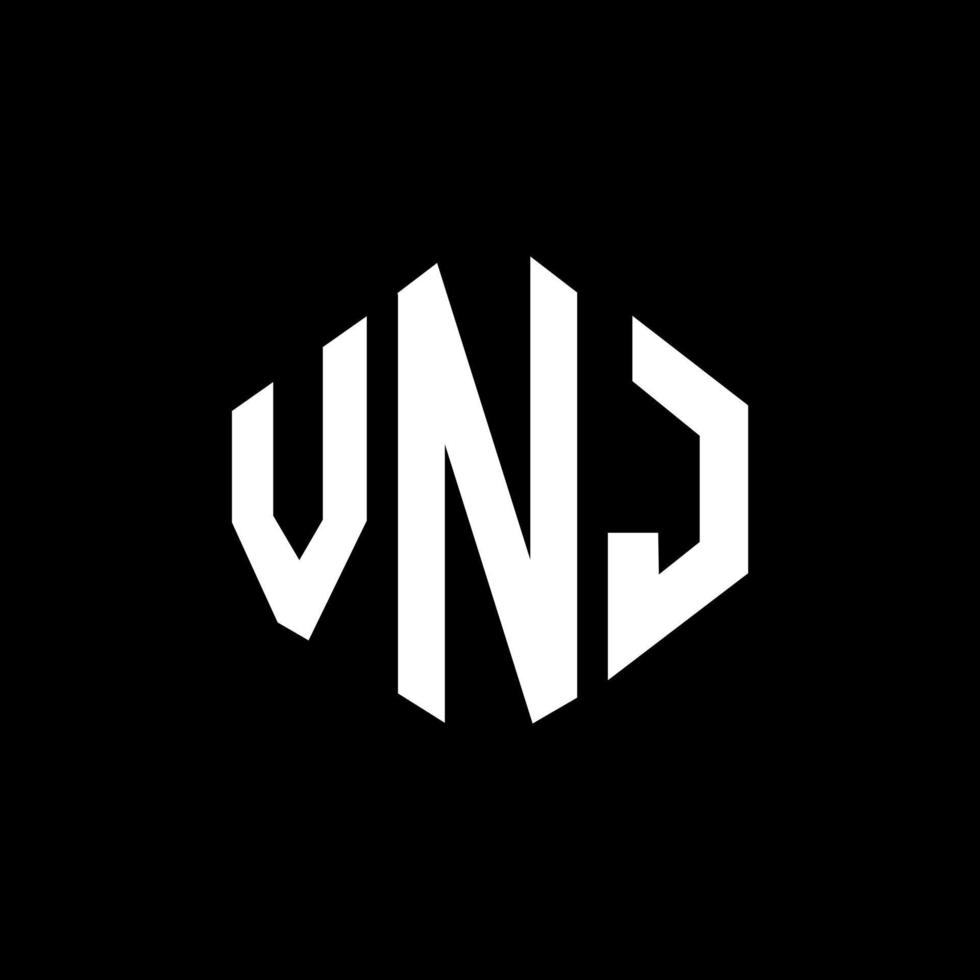 VNJ letter logo design with polygon shape. VNJ polygon and cube shape logo design. VNJ hexagon vector logo template white and black colors. VNJ monogram, business and real estate logo.