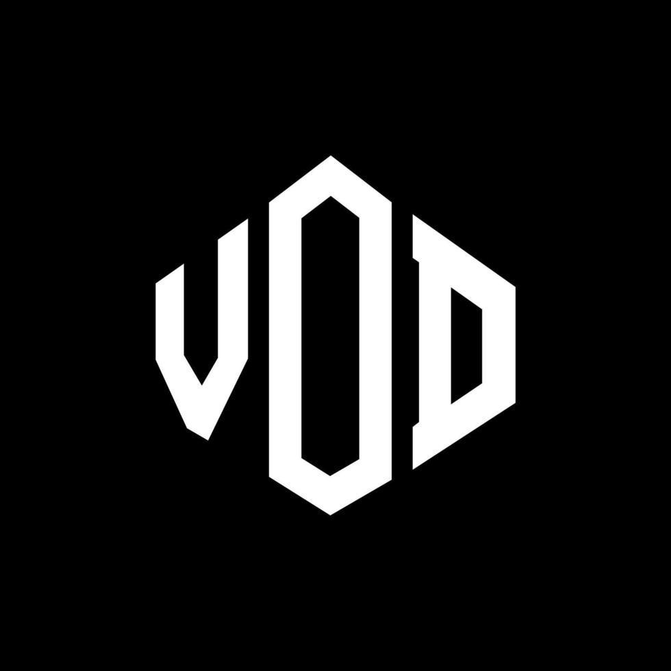 VOD letter logo design with polygon shape. VOD polygon and cube shape logo design. VOD hexagon vector logo template white and black colors. VOD monogram, business and real estate logo.