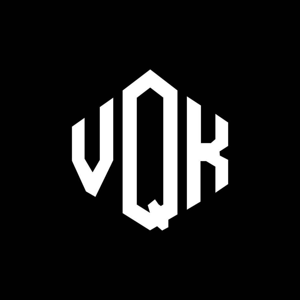 VQK letter logo design with polygon shape. VQK polygon and cube shape logo design. VQK hexagon vector logo template white and black colors. VQK monogram, business and real estate logo.