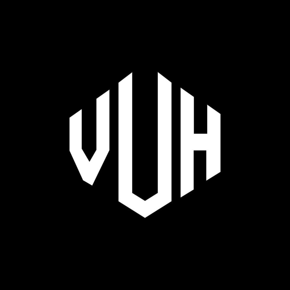 diseño de logotipo de letra vuh con forma de polígono. vuh polígono y diseño de logotipo en forma de cubo. vuh hexágono vector logo plantilla colores blanco y negro. monograma vuh, logotipo comercial y inmobiliario.