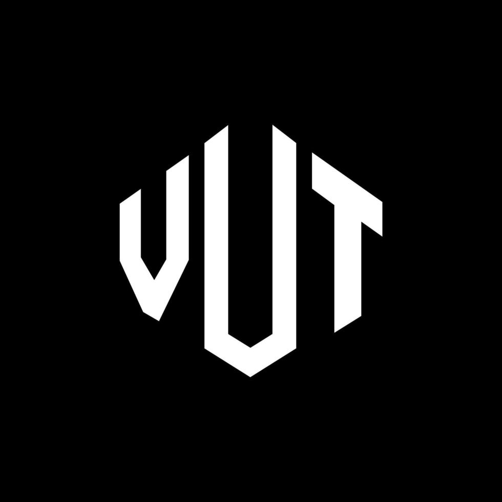 VUT letter logo design with polygon shape. VUT polygon and cube shape logo design. VUT hexagon vector logo template white and black colors. VUT monogram, business and real estate logo.