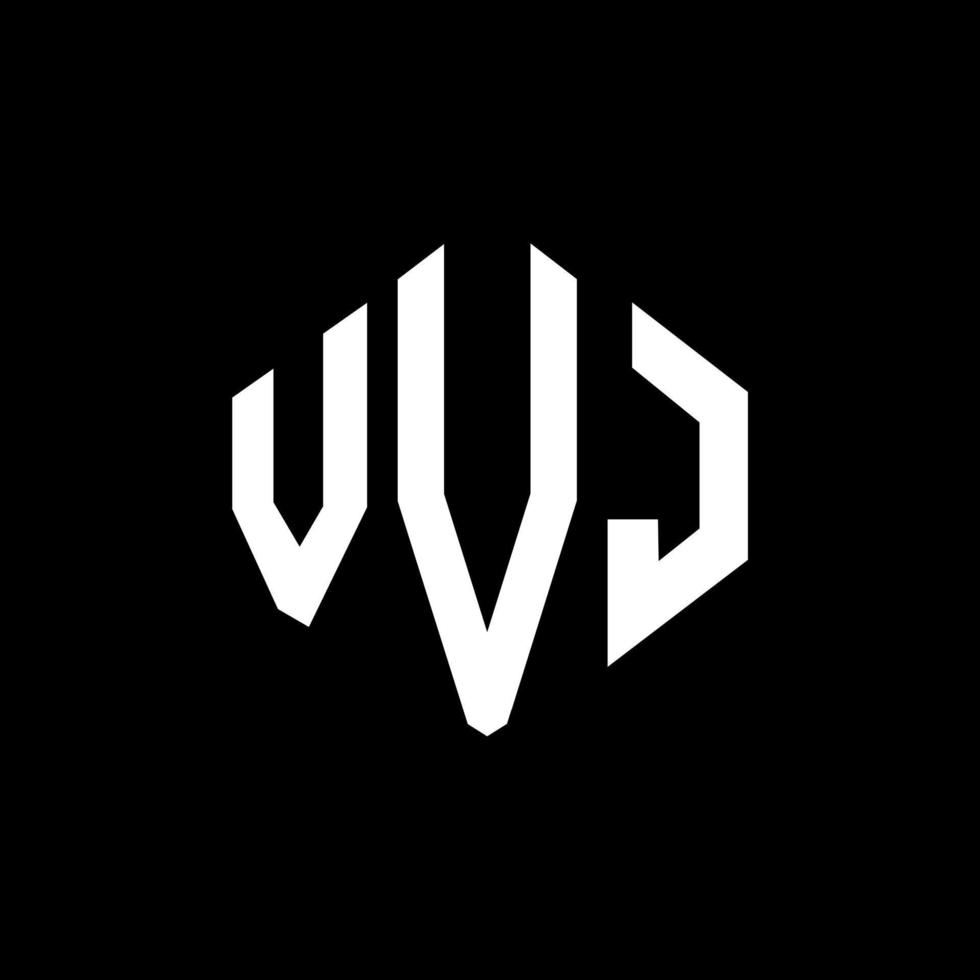 VVJ letter logo design with polygon shape. VVJ polygon and cube shape logo design. VVJ hexagon vector logo template white and black colors. VVJ monogram, business and real estate logo.