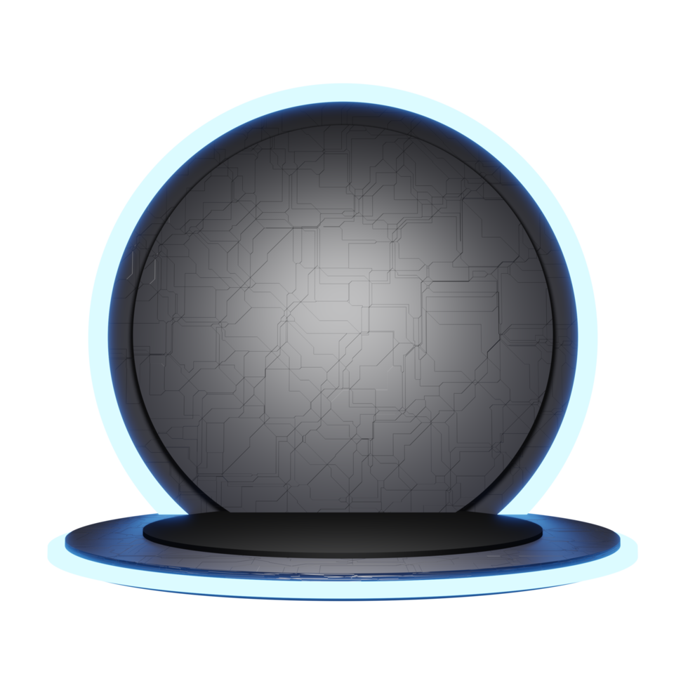 Circular podium. Futuristic neon and laser podium Technology 3D Illustration png