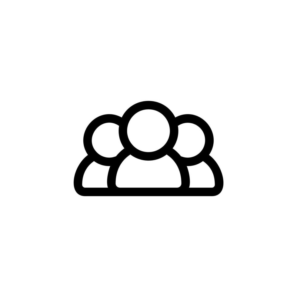 icono de personas del grupo comunitario vectorial en estilo monoline plano. asociación de equipo de personas con símbolo de logotipo para el diseño de sitios web, logotipo, aplicación. reunión de conexión de liderazgo vector