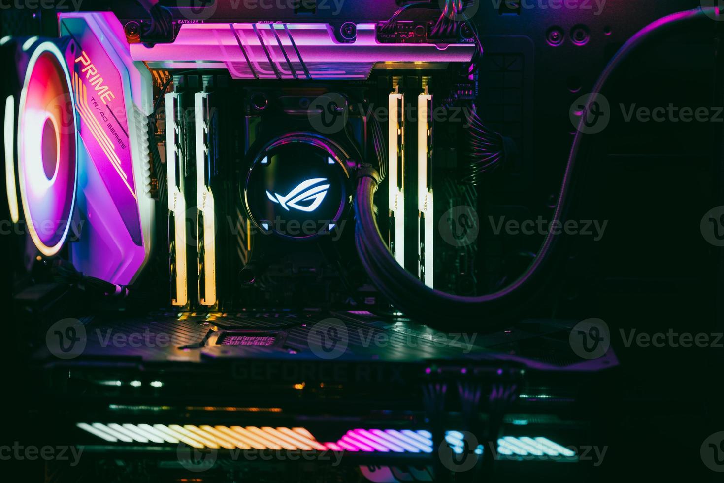 Rainbow colored illumination of a gaming computer photo