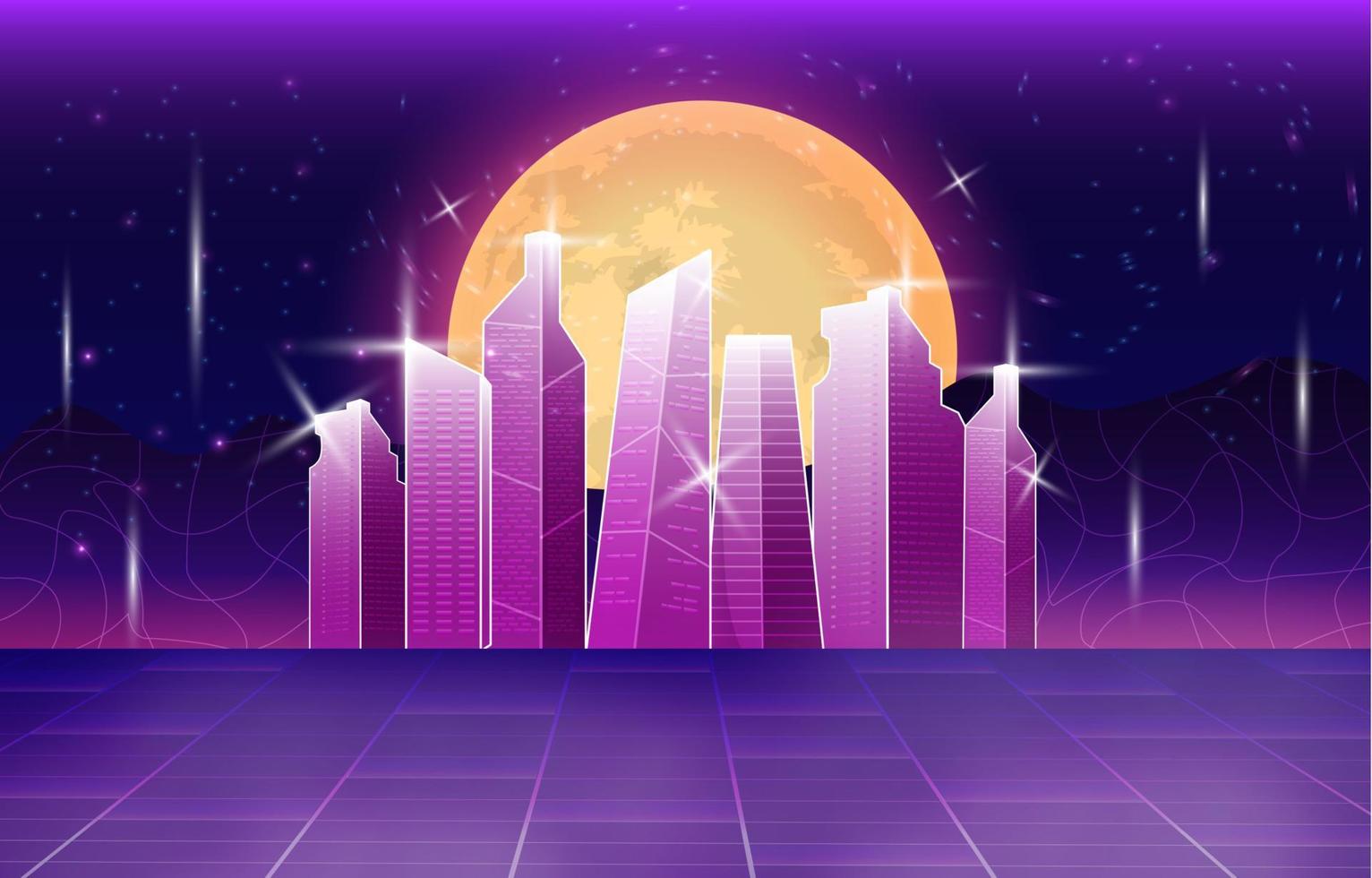 Virtual Universe Background with Futuristic Buildings vector