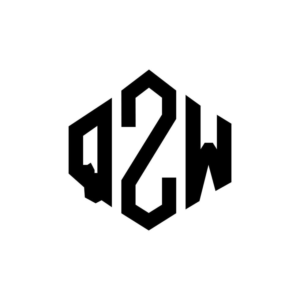 QZW letter logo design with polygon shape. QZW polygon and cube shape logo design. QZW hexagon vector logo template white and black colors. QZW monogram, business and real estate logo.