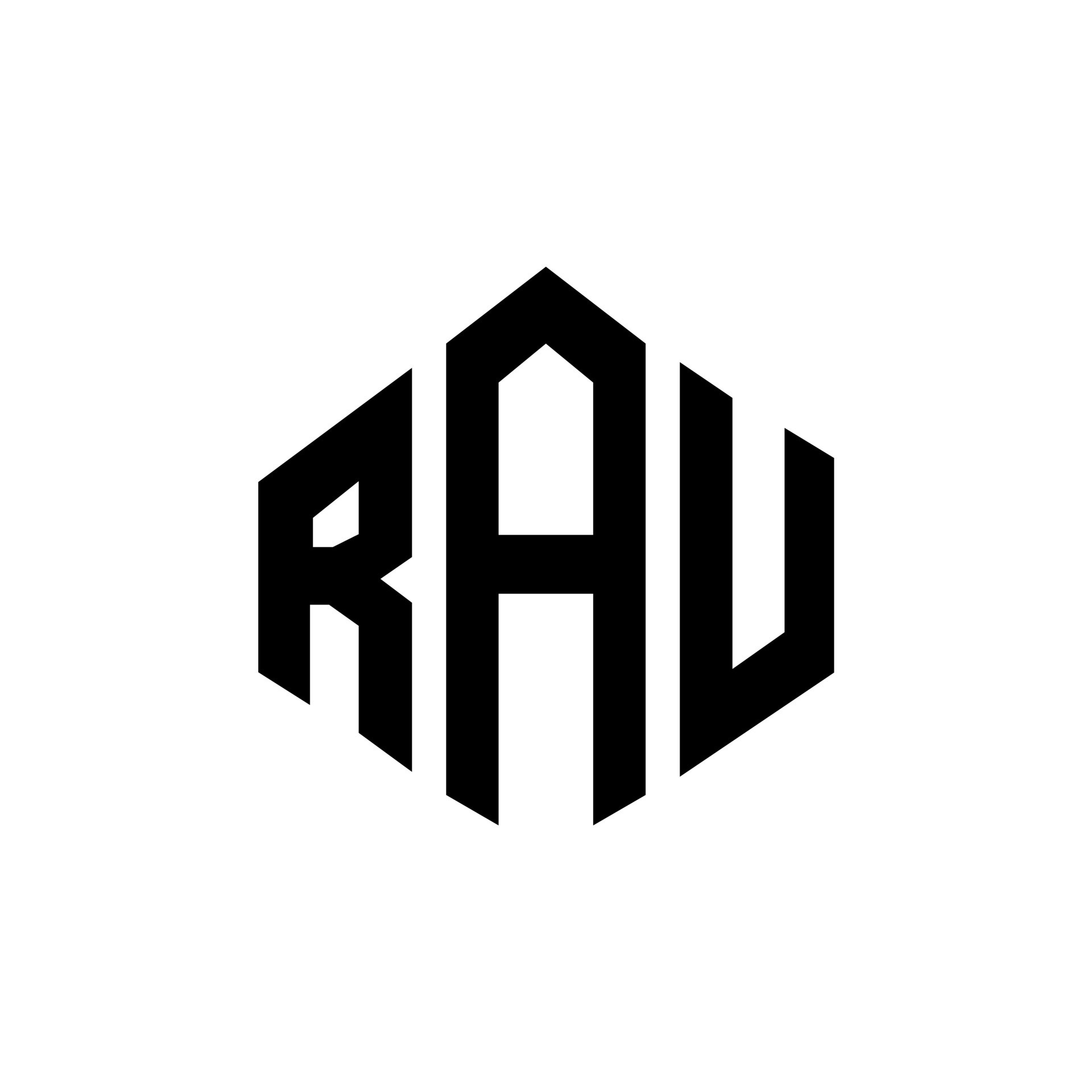 RAU letter logo design with polygon shape. RAU polygon and cube shape ...