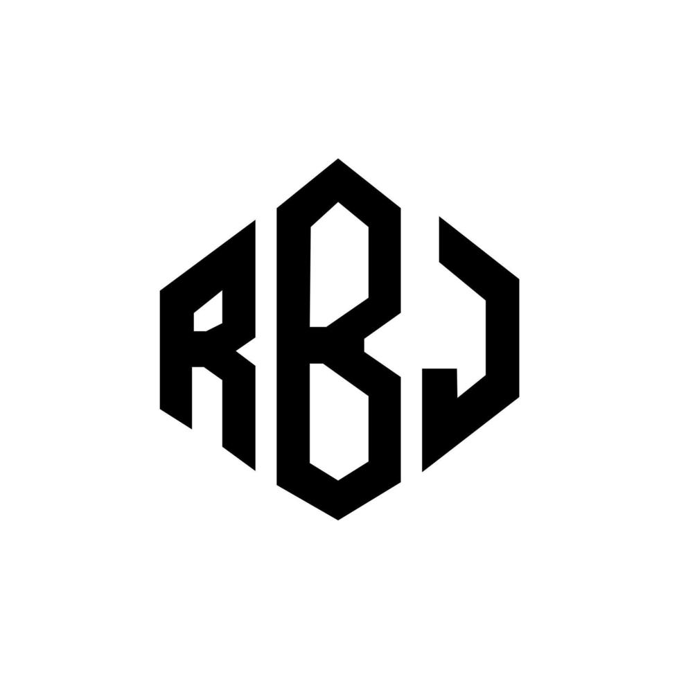 RBJ letter logo design with polygon shape. RBJ polygon and cube shape logo design. RBJ hexagon vector logo template white and black colors. RBJ monogram, business and real estate logo.