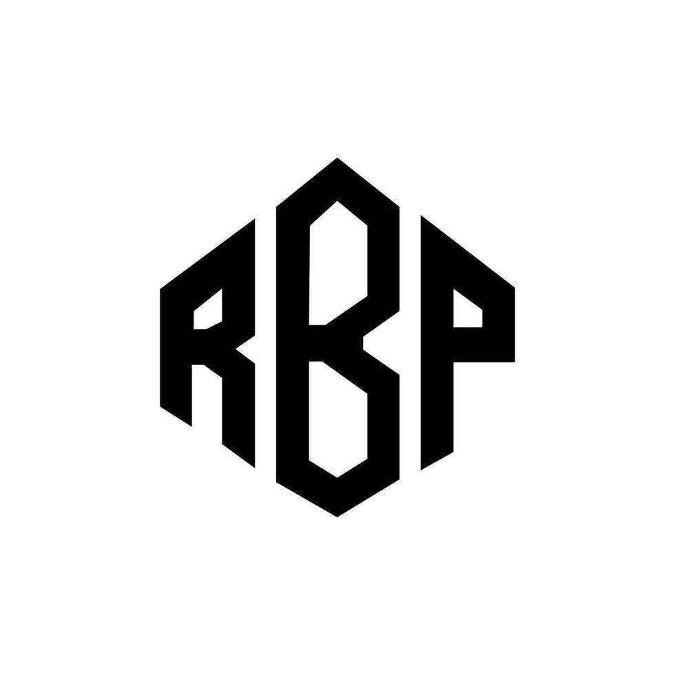 diseño de logotipo de letra rbp con forma de polígono. diseño de logotipo de forma de cubo y polígono rbp. rbp hexágono vector logo plantilla colores blanco y negro. monograma rbp, logotipo comercial y inmobiliario.
