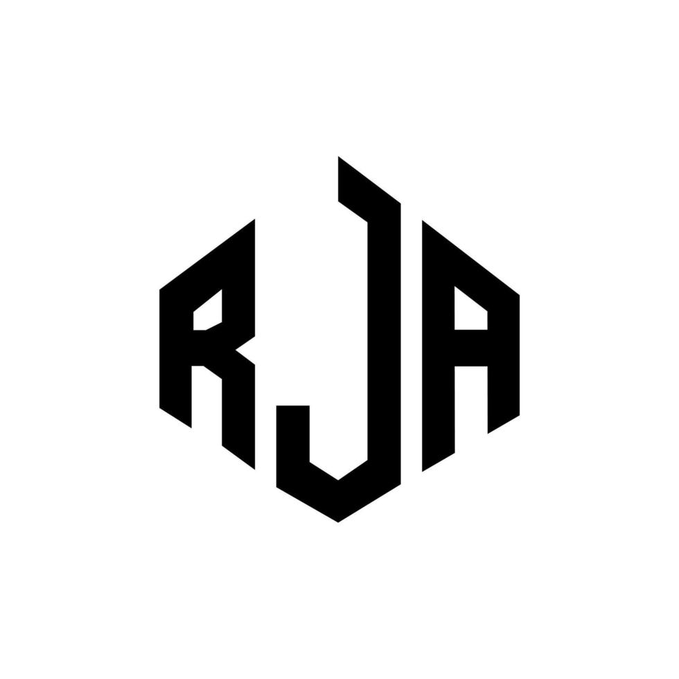 RJA letter logo design with polygon shape. RJA polygon and cube shape logo design. RJA hexagon vector logo template white and black colors. RJA monogram, business and real estate logo.