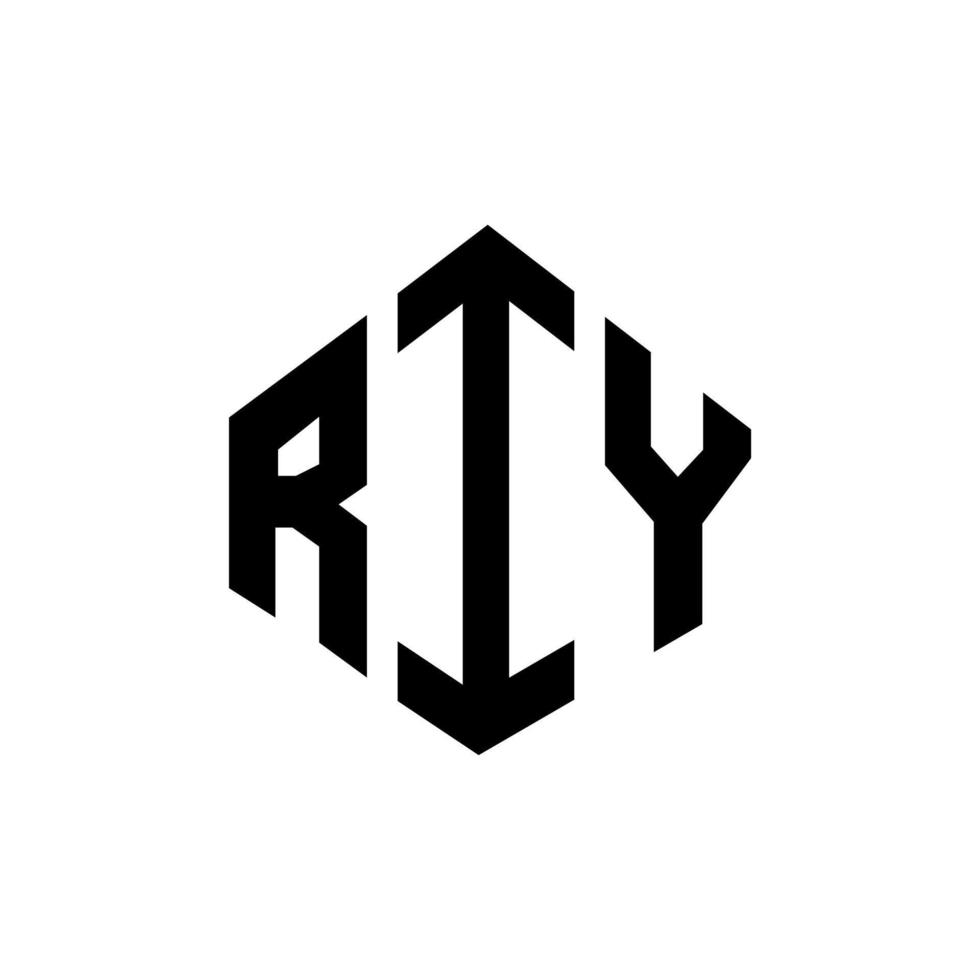 RIY letter logo design with polygon shape. RIY polygon and cube shape logo design. RIY hexagon vector logo template white and black colors. RIY monogram, business and real estate logo.