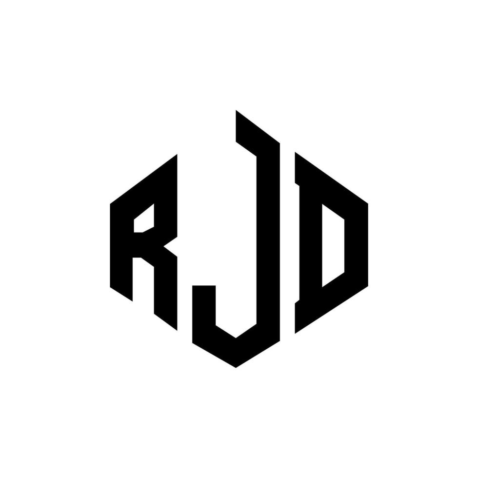 RJD letter logo design with polygon shape. RJD polygon and cube shape logo design. RJD hexagon vector logo template white and black colors. RJD monogram, business and real estate logo.