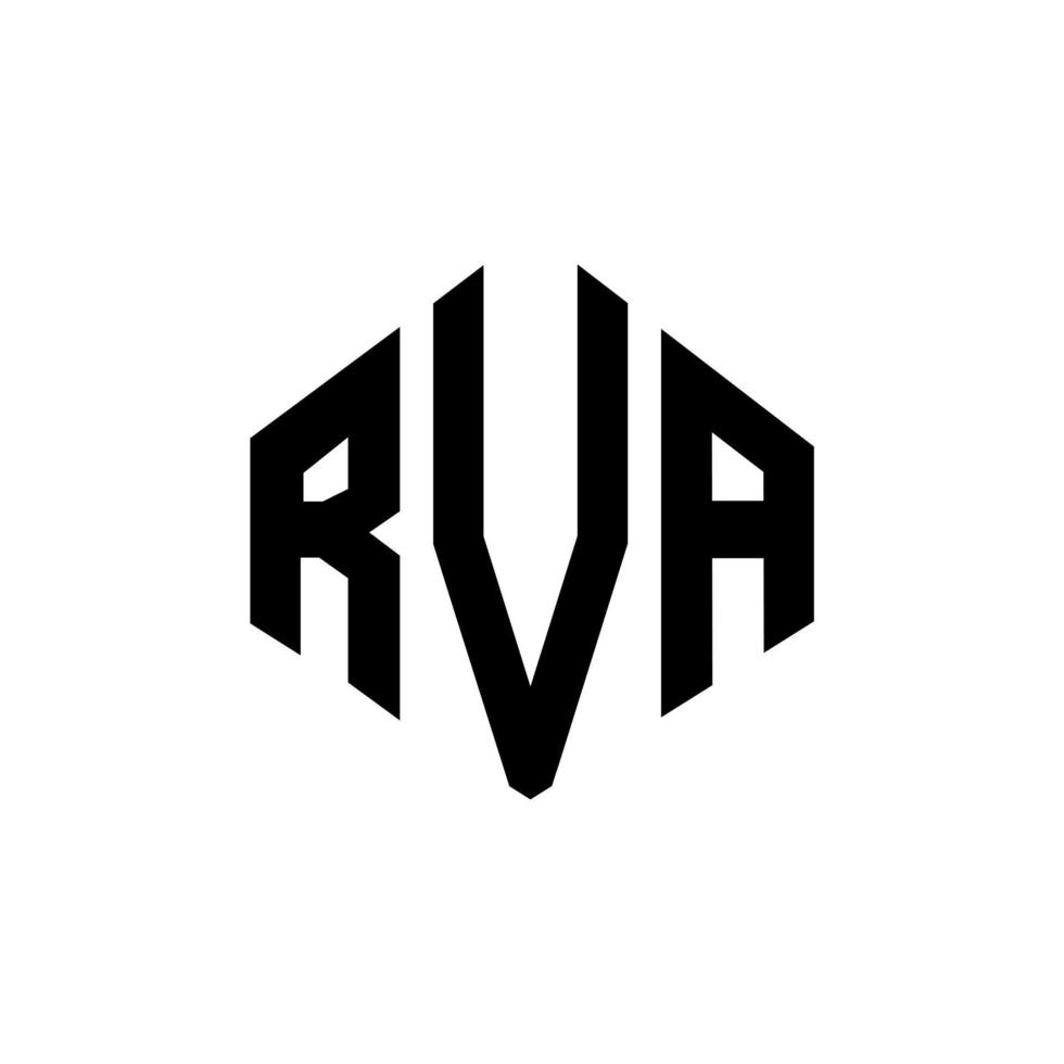 RVA letter logo design with polygon shape. RVA polygon and cube shape logo design. RVA hexagon vector logo template white and black colors. RVA monogram, business and real estate logo.