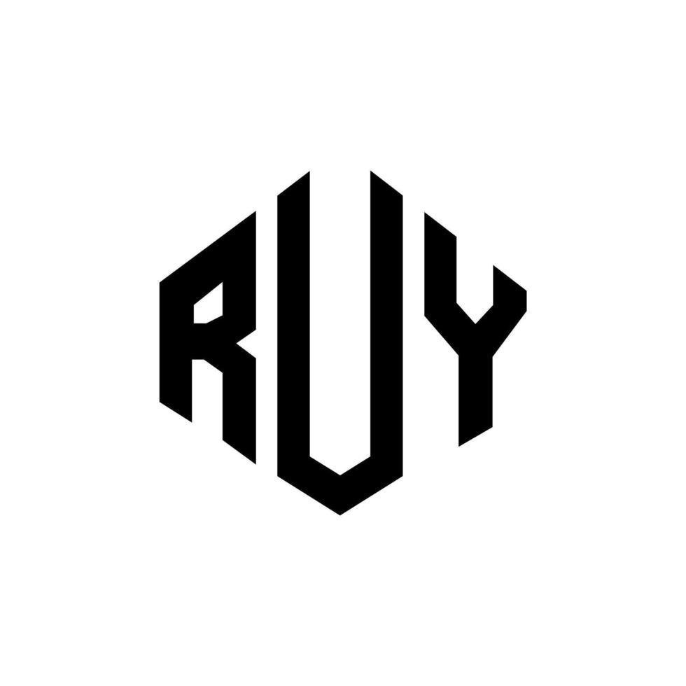 RUY letter logo design with polygon shape. RUY polygon and cube shape logo design. RUY hexagon vector logo template white and black colors. RUY monogram, business and real estate logo.