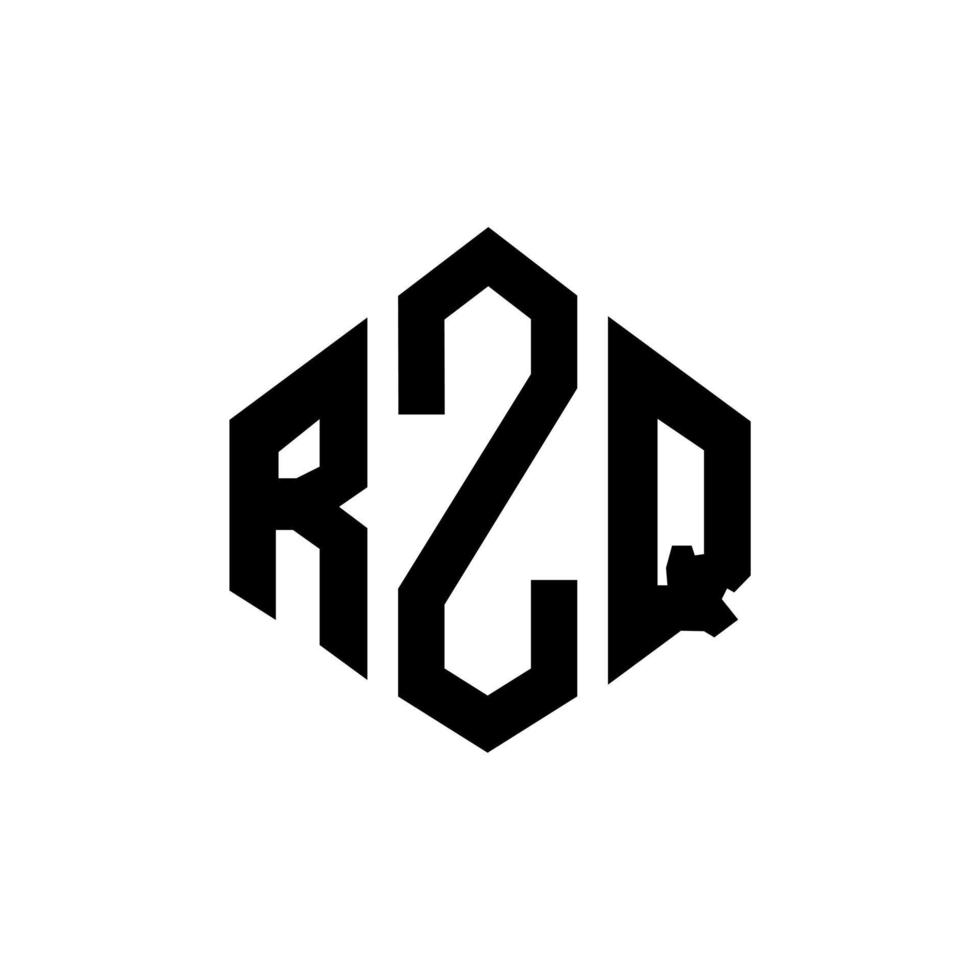 RZQ letter logo design with polygon shape. RZQ polygon and cube shape logo design. RZQ hexagon vector logo template white and black colors. RZQ monogram, business and real estate logo.