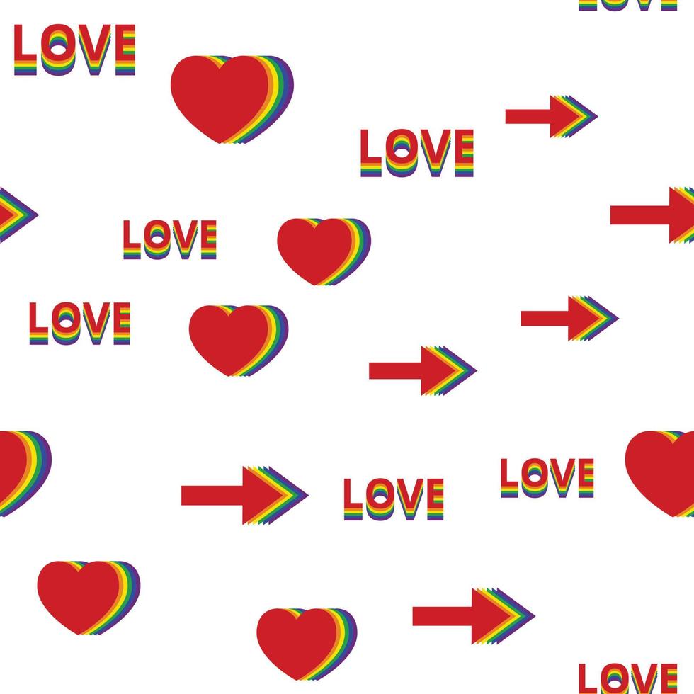 Seamless pattern on the LGBTQ theme. Pride moon poster vector design with heart, arrow, colorful rainbow text. LGBT Pride for Lesbian Gay Bisexual and Transgender Design Element.