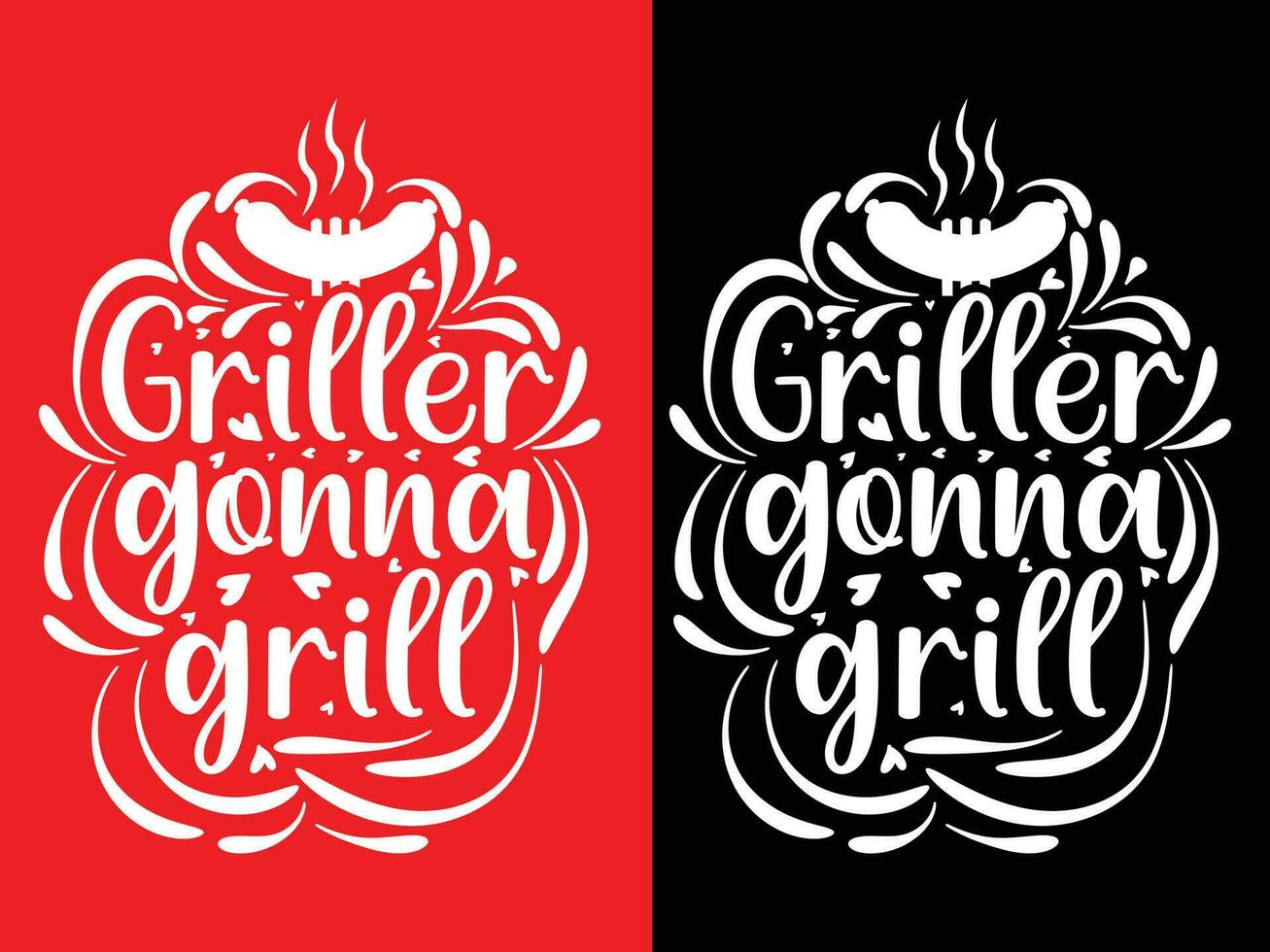 BBQ typography t shirt design vector