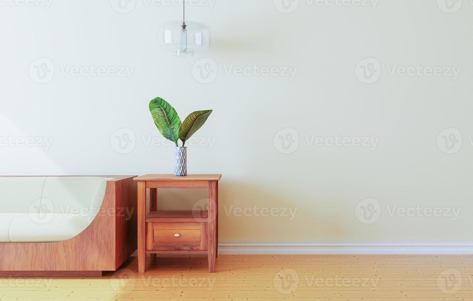 minimal interior style poster Mock up the living room wall with modern sofa and decorations in the living room.  copy space. 3D rendering. photo