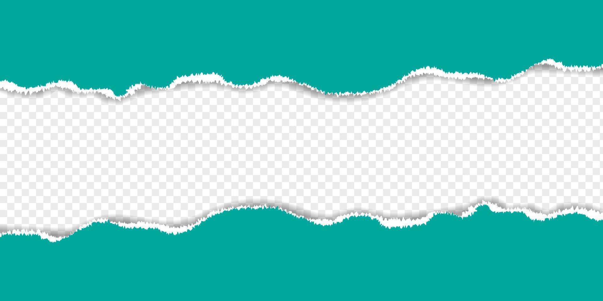 Torn paper , horizontal blue torn paper with soft shadow vector
