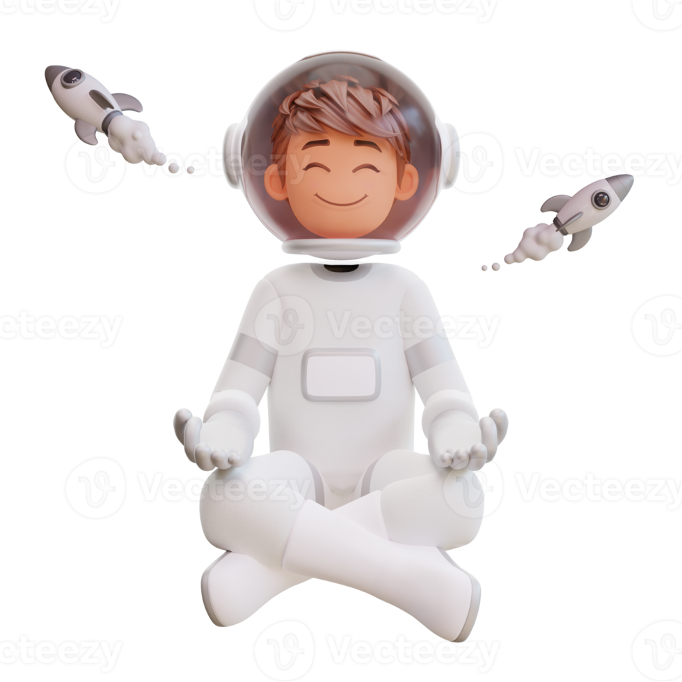 cute astronaut meditating png