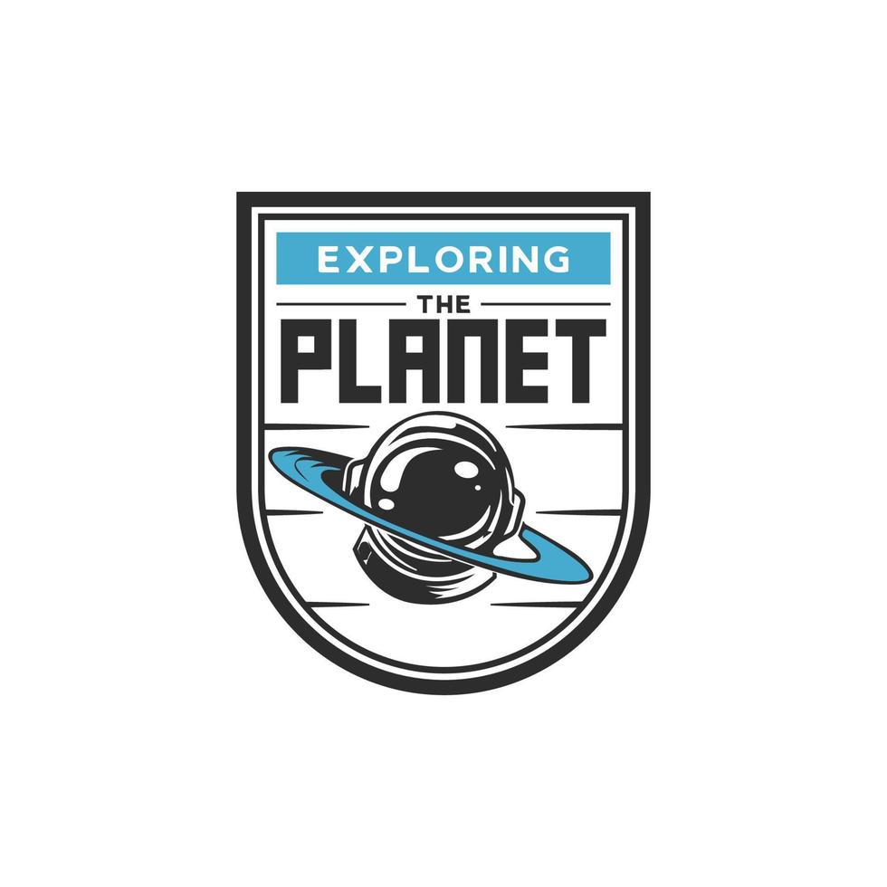 Retro vintage space astronaut logo badge design vector