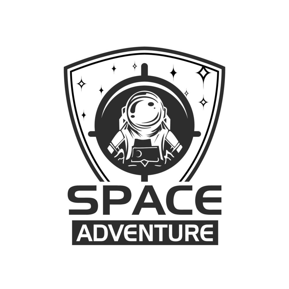 Retro vintage space astronaut logo badge design vector