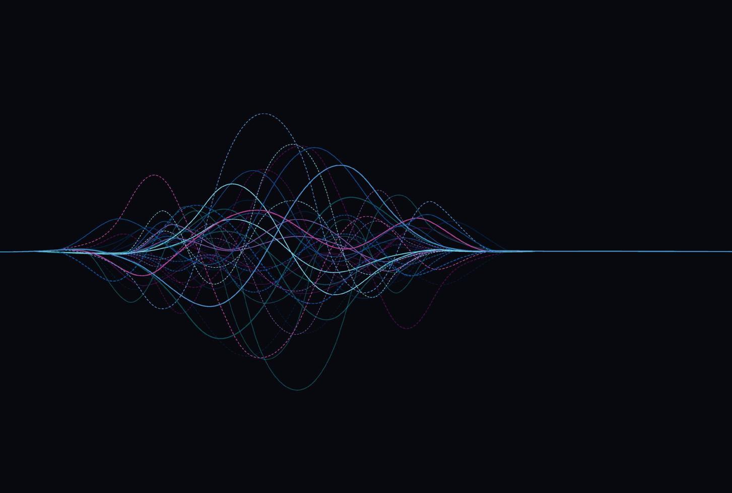 líneas de onda que fluyen dinámicas. concepto de redes de visualización de aprendizaje profundo de inteligencia artificial para ai, música, sonido. ilustración vectorial vector