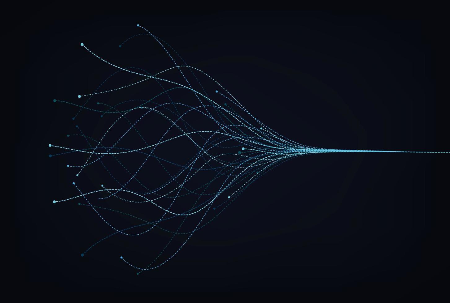 líneas de onda que fluyen dinámicas. concepto de redes de visualización de aprendizaje profundo de inteligencia artificial para ai, música, sonido. ilustración vectorial vector