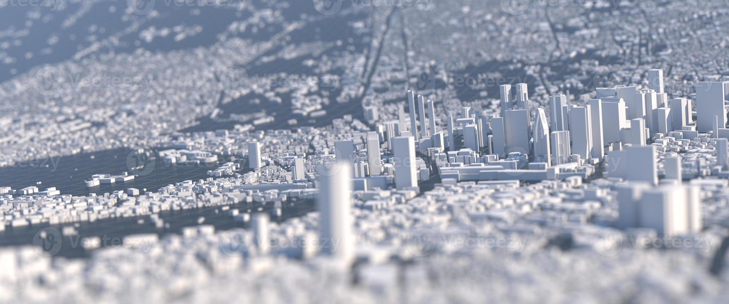 big city of the future illustration with distorted perspective photo