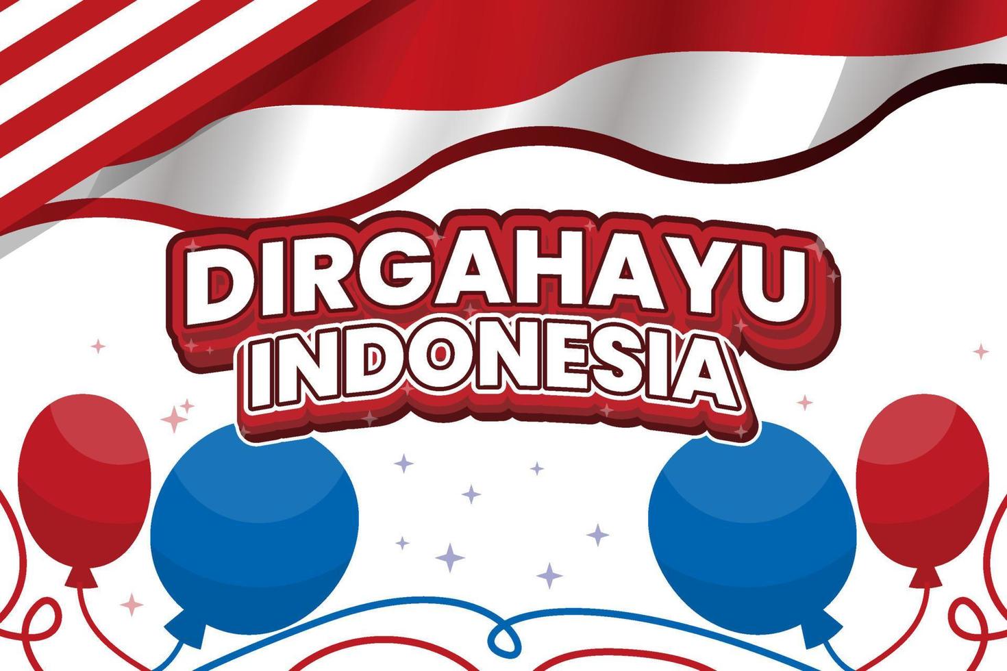 Indonesian independence day banner vector design with red and white flag background and balloons