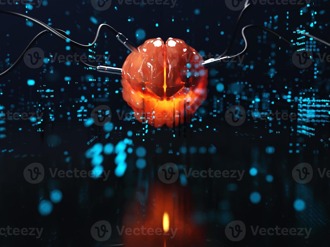 Artificial Intelligence. color golden brain image photo