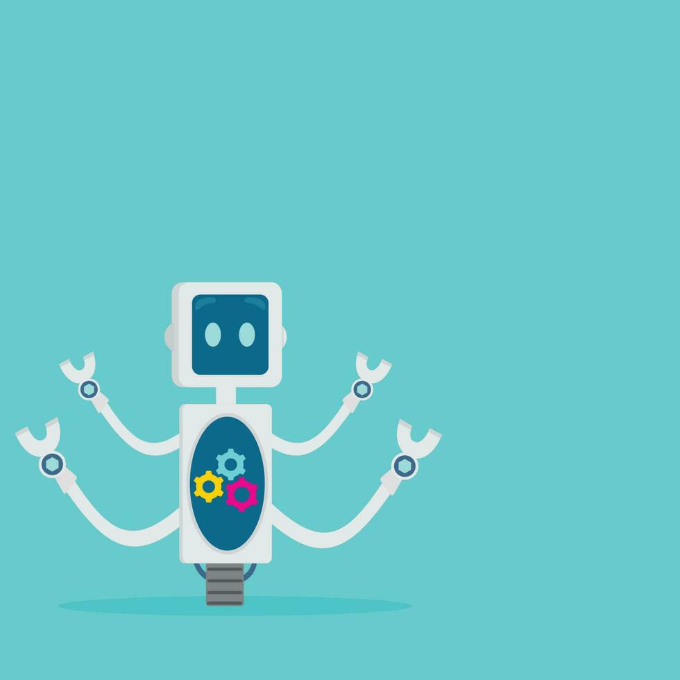 Retro cartoon robot character vector