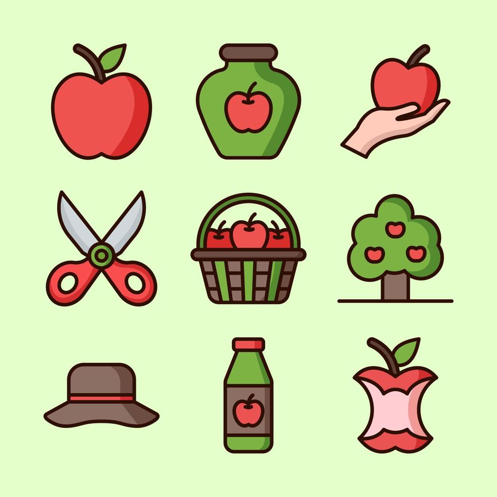 paquete de conjunto de iconos de caza de manzana vector