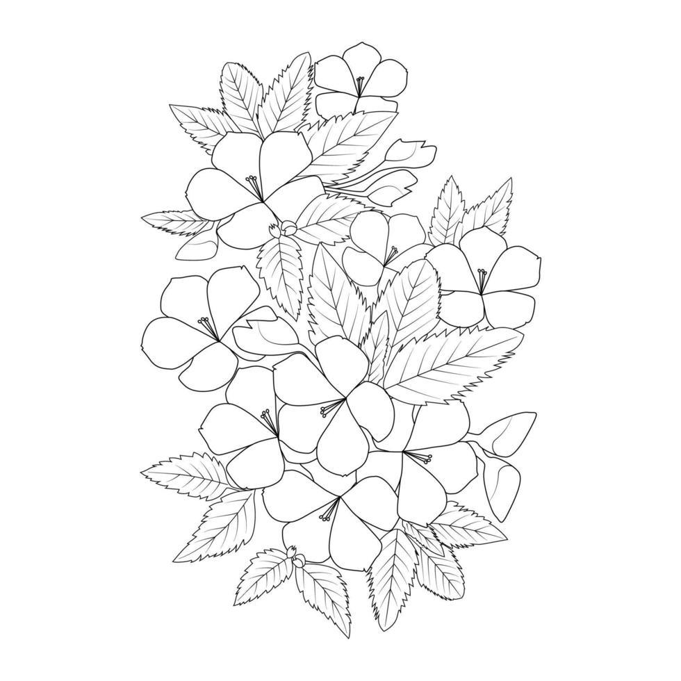 allamanda flower illustration with creative line art design for print coloring page vector