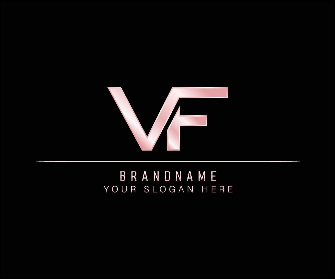 Initial Letter VF rose gold logo template. vector