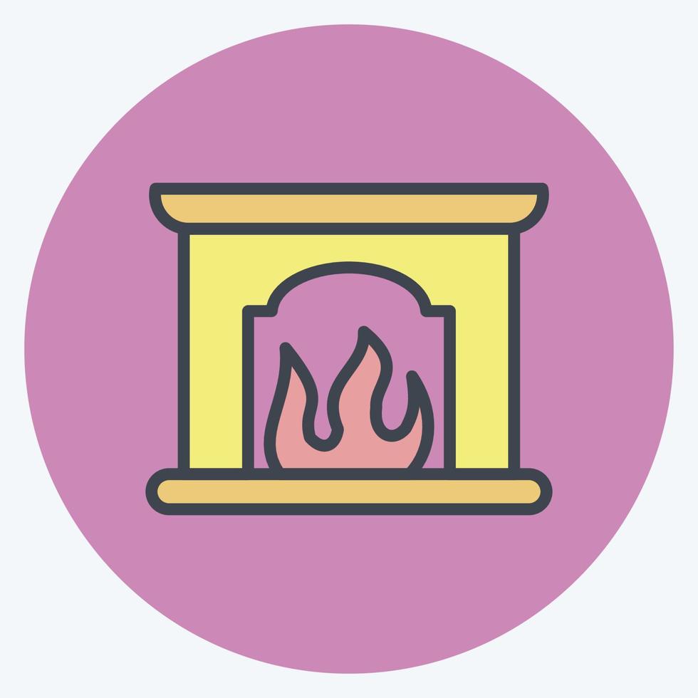 Icon Fireplace. suitable for House symbol. color mate style. simple design editable. design template vector. simple illustration vector