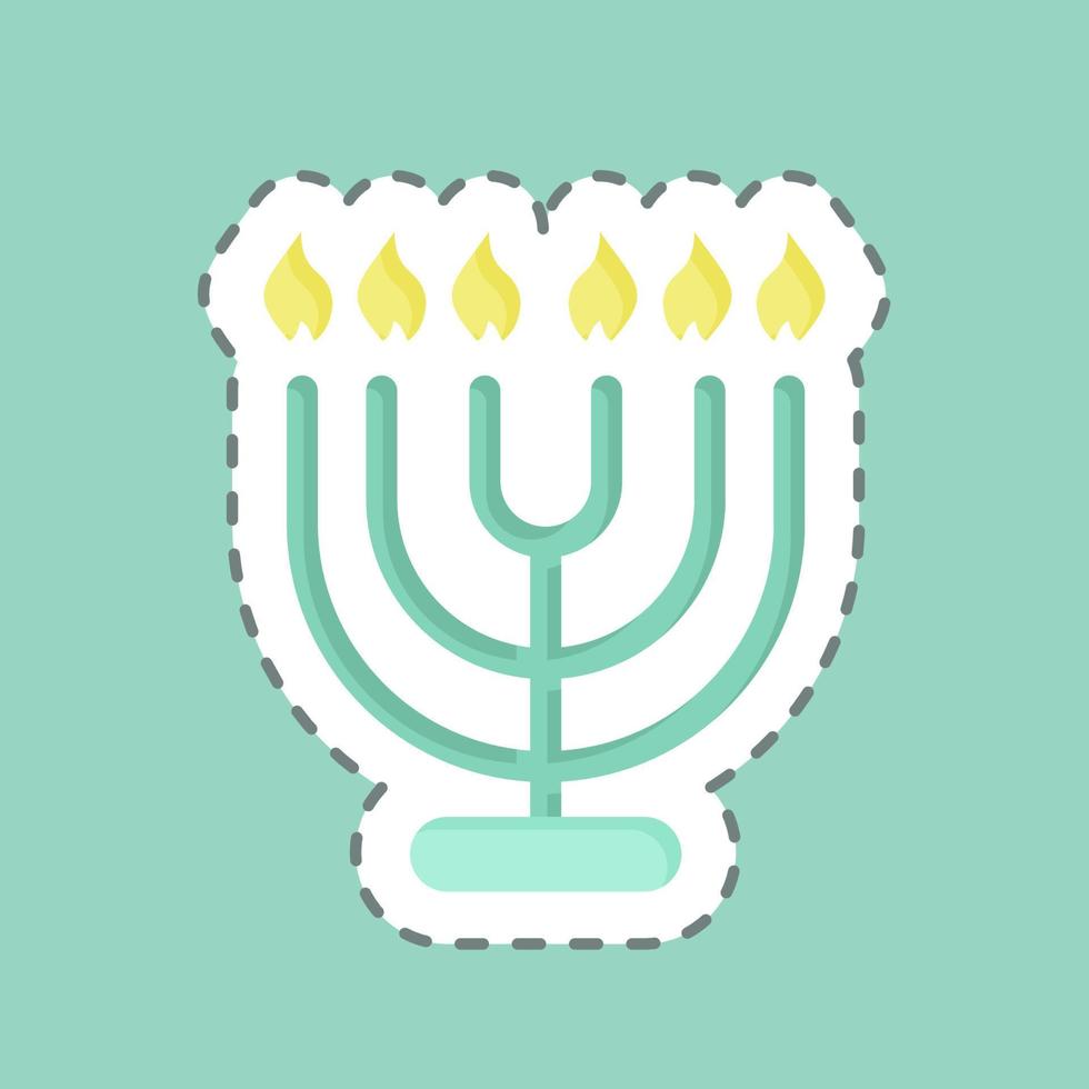 pegatina línea cortada menorah. adecuado para el símbolo de la casa. diseño simple editable. vector de plantilla de diseño. ilustración sencilla