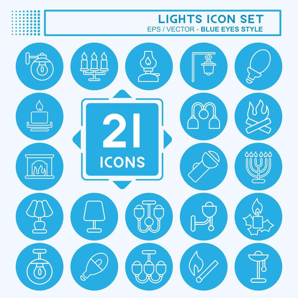 Icon Set Lights. suitable for House symbol. blue eyes style. simple design editable. design template vector. simple illustration vector