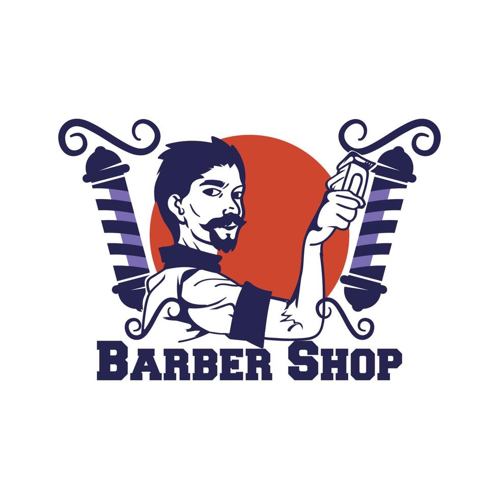 insignia del logotipo de la barbería vintage retro vector